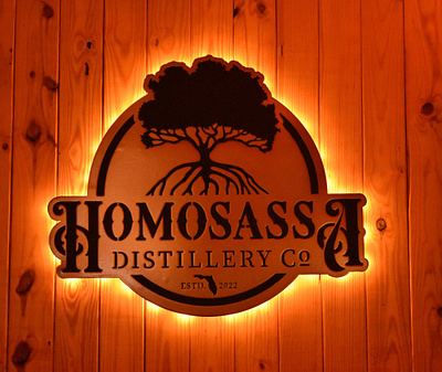 Homosassa Distillery tasting room sign bourbon distillery florida homosassa rum vodka whiskey