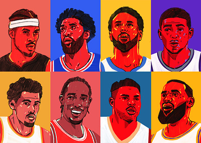 NBA Playoffs basketball character illustrated nba illustrated portraits illustration illustrations illustrator nba nba basketball nba illustrations people portrait portrait illustration procreate sports