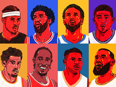 NBA Playoffs basketball character illustrated nba illustrated portraits illustration illustrations illustrator nba nba basketball nba illustrations people portrait portrait illustration procreate sports