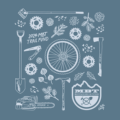 Mountain Bike Trail Building T-Shirt bike biking gears illustration mountain bike mountain biking outdoor industry pine t shirt tetons tools trail work trails