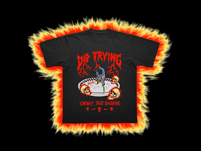 Die Trying - Cherry Skateboarding animation art artwork clothing design draw drawing graphic design illustration lettering logo ramp skate skateboard skateboarding skull streetwear surf t shirt