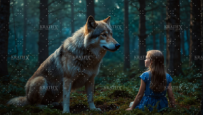 Little Girl With Dire Wolf 3 ancient animation anime artwork character design companionship design digital art dire wolf fan art fantasy fantasy art friendship graphic design illustration loyalty nature wolf