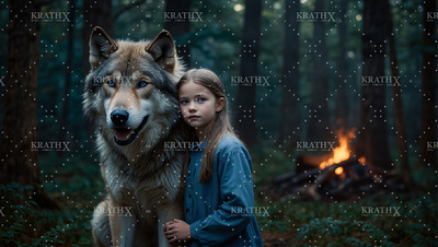 Little Girl With Dire Wolf 4 ancient animation anime artwork character design companion design digital art dire wolf fan art fantasy fantasy art friendship graphic design illustration loyalty nature wolf