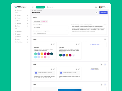 Brand Settings - Manage Assets product design ui ux web
