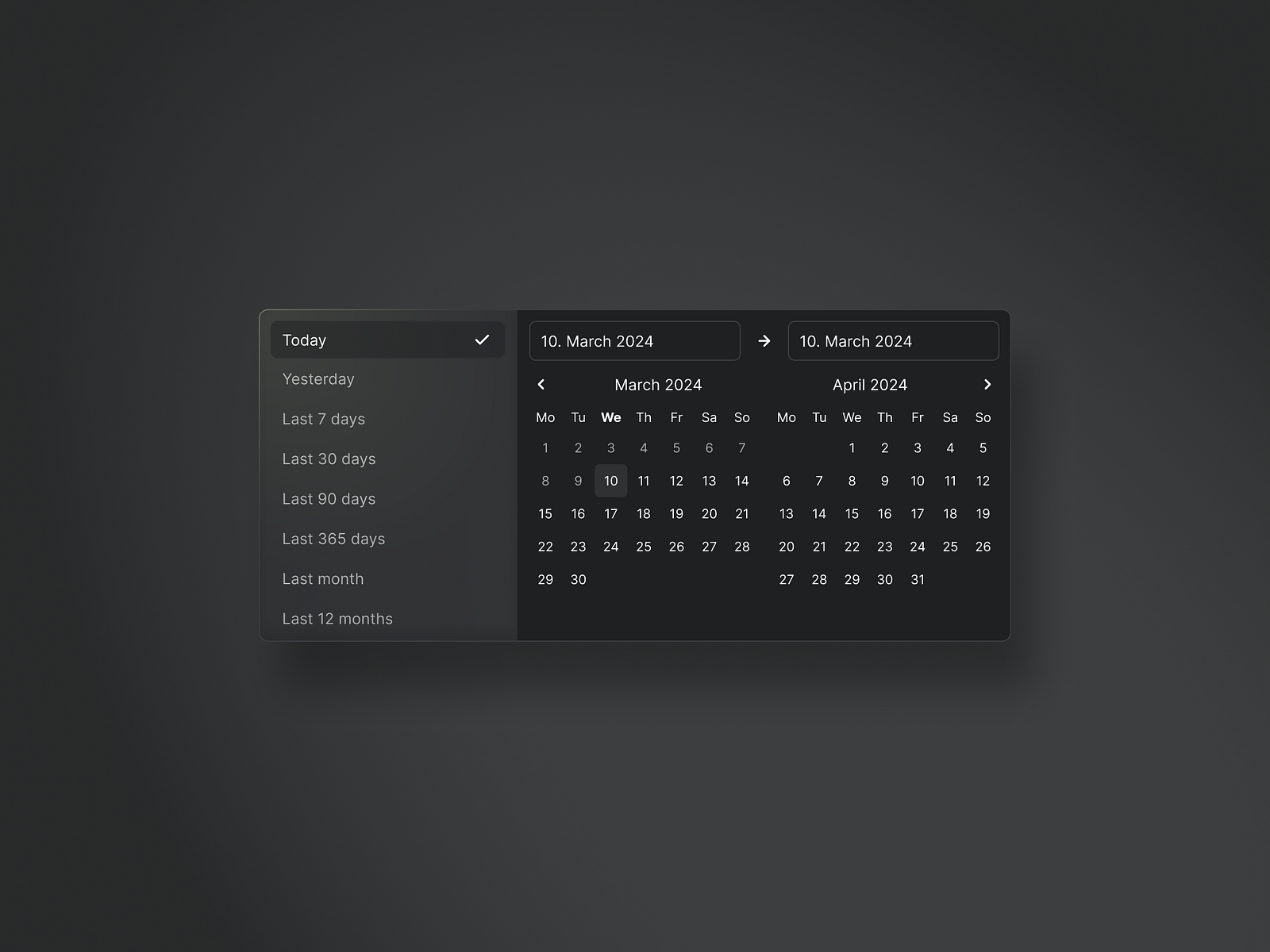 Date Range Picker by Mark Richert on Dribbble