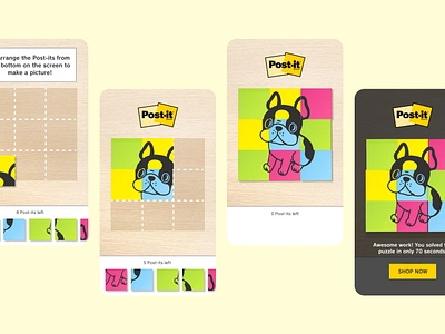 Post-it game cute dog illustration mobile game neon paper pug sharpie ui