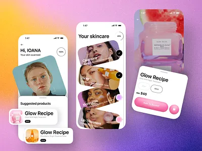 Glow Recipe UI Mobile App andriod app beauty colorful cosmetic cosmetics creative design dribbble best shot interface ios makeup mobile app mobile ui self care skin skincare trending ui ui ux