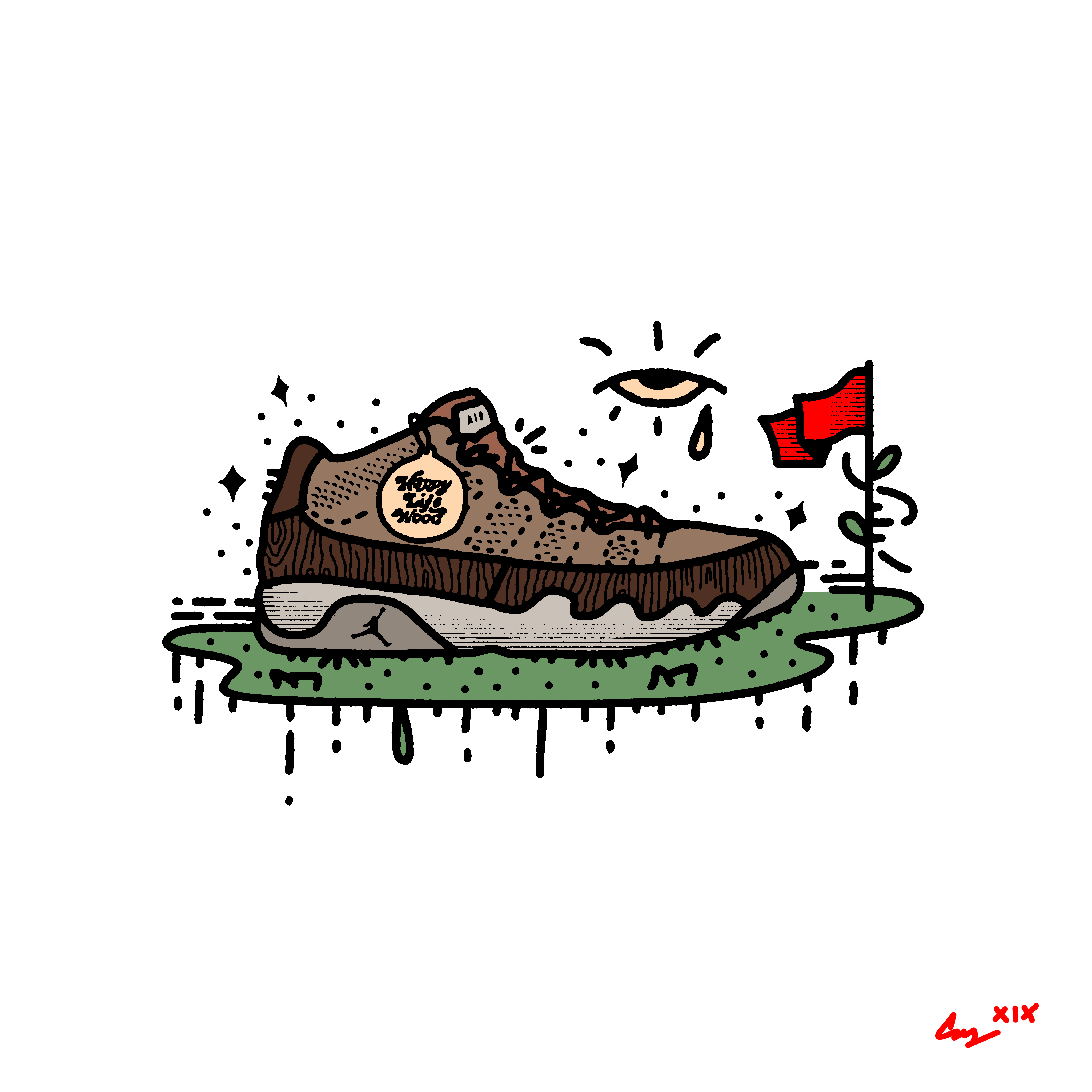 Happy Life Wood - Air Jordan 9 "Masters" illustration athletics color design golf grunge illustration jordan jumpman monoline nike retro retro illustration shoes simple sneakerhead sports sports design tattoo traditional vintage
