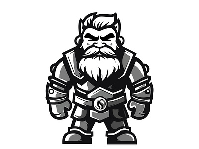 Coderious simple flat dwarf hero with an armor Viking king logo black coderious design download dwarf esports flat free isolated king logo logo design logo designer mascot simple viking vintage white worrier