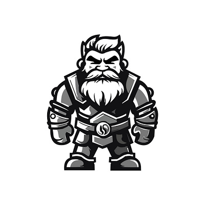 Coderious simple flat dwarf hero with an armor Viking king logo black coderious design download dwarf esports flat free isolated king logo logo design logo designer mascot simple viking vintage white worrier