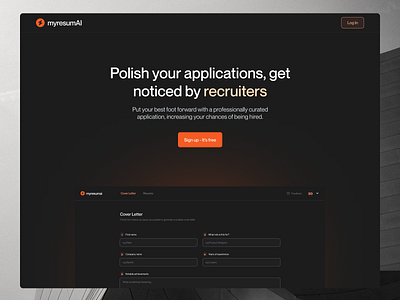 myresumAI - Homepage ai application cover letter cv job recruiter resume search
