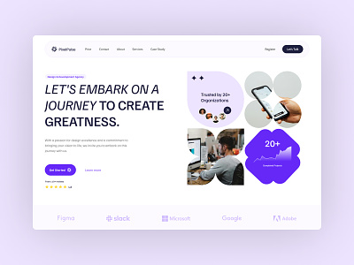 PixelPulse - Hero Section agency app clean code design development hero hero section inspiration product product design pulse purple shapes ui user experience user interface ux web website