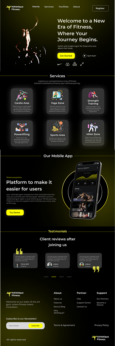 Gym Web Design 3d animation branding graphic design logo motion graphics ui