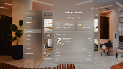 West Elm X Apple Vision Pro design ui ux web design