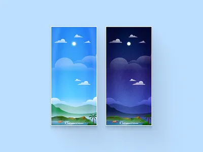 Taal Lake and Volcano illustration light and dark mode philippines