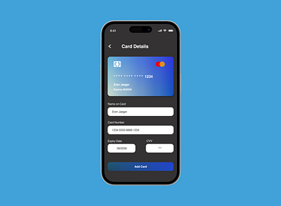 Add Card Details Mockup create card page mobile app ui