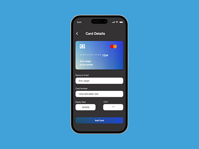 Add Card Details Mockup create card page mobile app ui