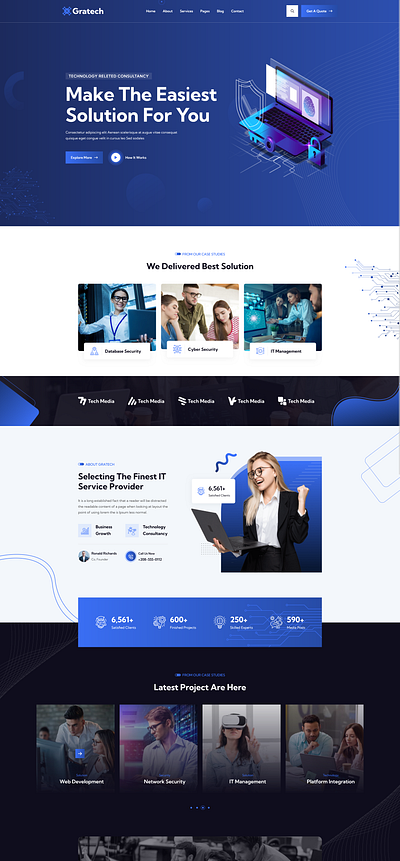 Gratech – IT Service And Technology WordPress Theme digital agency graphic design it service it solutions software service technology ui ux ux design web design web development