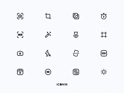 Camera Icon Set app icons camera icon crop edit flash flat icons flip camera graphic design icon icon pack iconin iconography illustration line icons stroke icon