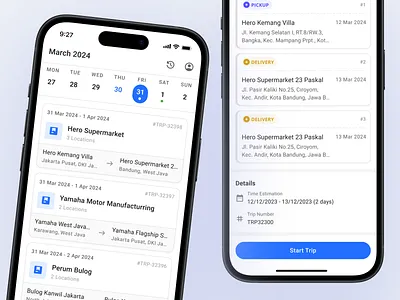 Mobile App Driver #2 - Transporta app b2b calendar delivery design driver interface ios logistic mobile app pickup schedule shipping task ui ux