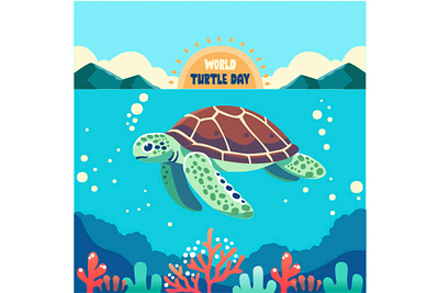 World Turtle Day Background Illustration activity animal background celebration day education illustration ocean pet reptiles rescue sea shell tortoise tradition turtle vector