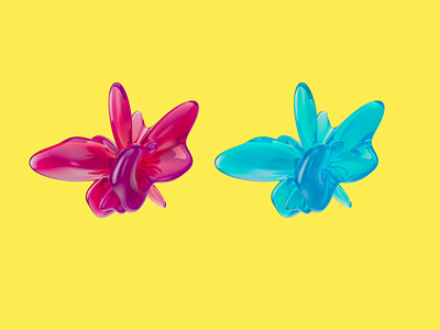 Flubber 3d animation blue branding c4d design flubber fun glass pink playful shiny visual yellow