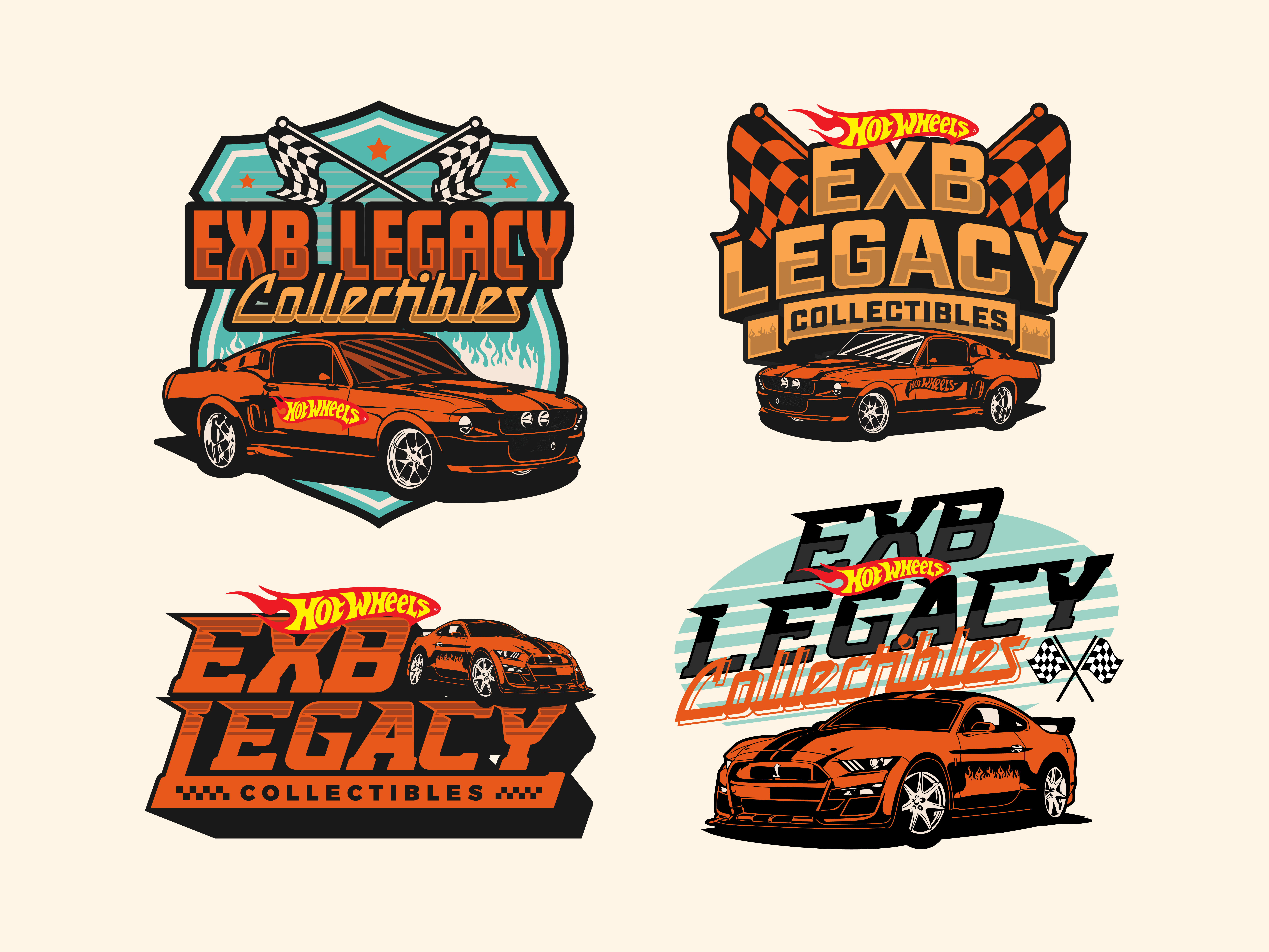EXB LEGACY COLLECTIBLES apparel badge design branding car logo clothing graphic design hotwheels illustration logo logotype retro design vector vehicle visual identity