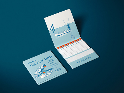 Water Bar Match Books art direction branding cocktail bar branding cocktail bar design design graphic design illustration layout logo match books matches mtach book design oyster bar branding oyster bar design restaurant restaurant branding typography