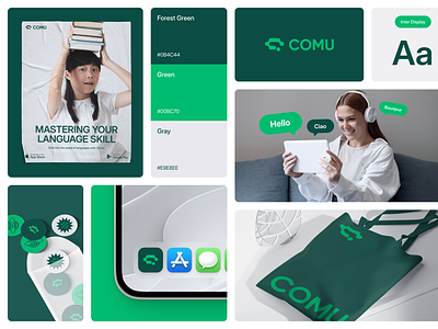 Comu - Learning Language Branding App brand branding branding guideline branding learning language clean graphic design learning language app learning language logo logo modern visual identity