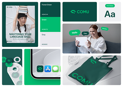 Comu - Learning Language Branding App brand branding branding guideline branding learning language clean graphic design learning language app learning language logo logo modern visual identity