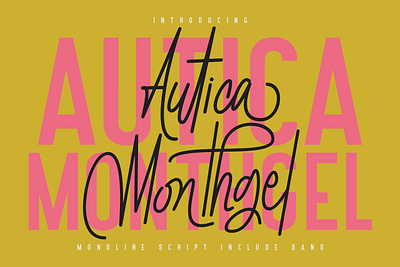 Autica Monthgel Monoline Script Sans Font Duo branding font font duo fonts graphic design logo nostalgic sans font script