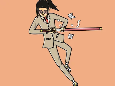 Clash In Office : Ichiraku The Wind animation anime design fighting illustration samurai vector