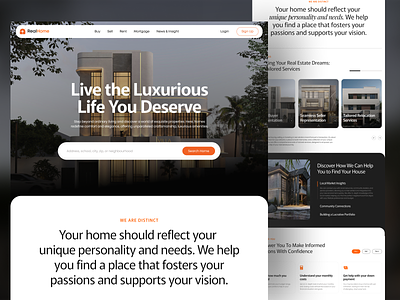 RealHome - Real Estate Website architecture design discover home home page landing page minimalist popular property real estate simple ui web web design website website design