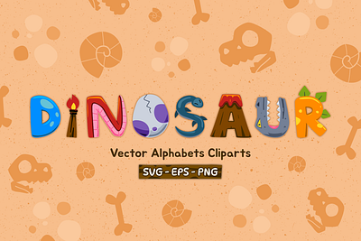 Dinosaur Alphabet Cliparts alphabet cartoon clipart decoration design dino dinosaur element illustration initial letter prehistoric typography vector