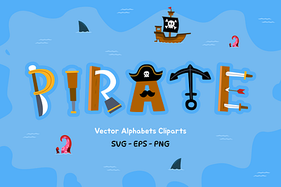 Pirate Alphabet Cliparts adventure initial pirate