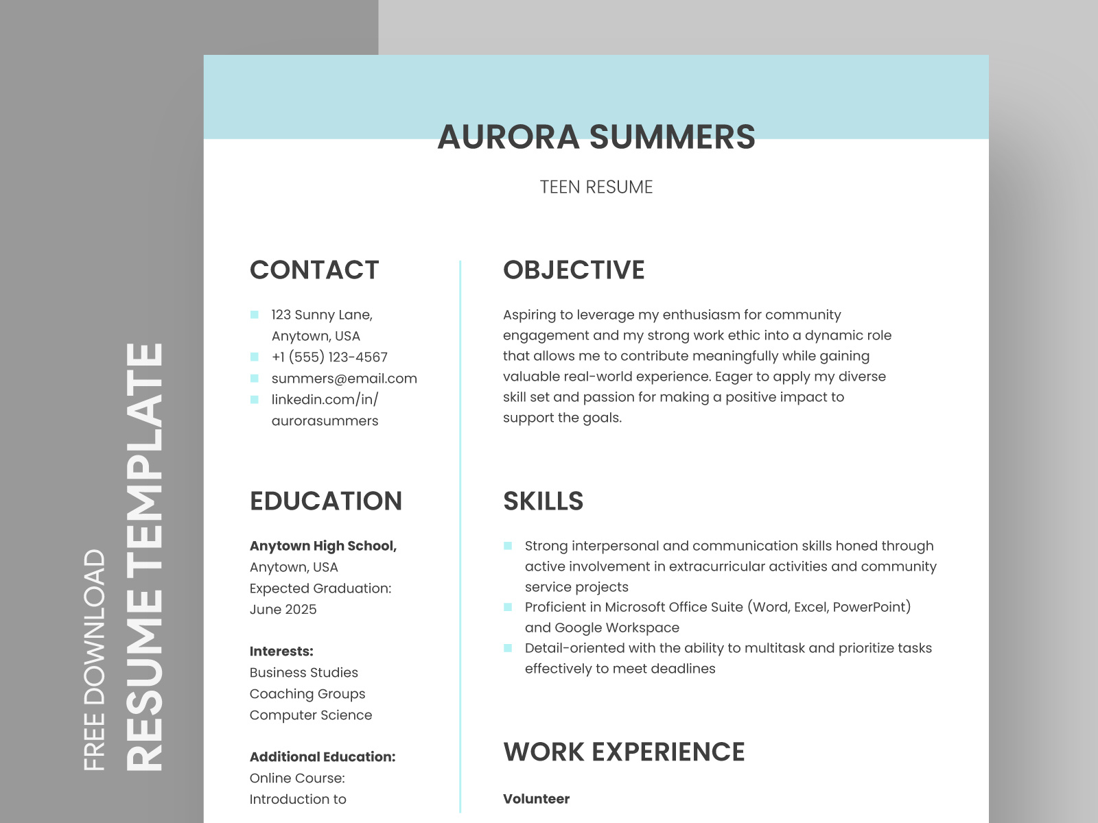 Teen Resume by Gdoc on Dribbble