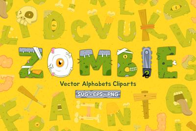 Zombie Alphabet Cliparts fantasy initial spooky zombie