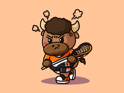 Lacrosse animal buffalo character cow cute illustration lacrosse mascot outline sport vector