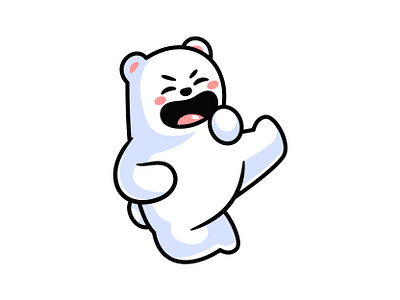 Polar Bear Karate adorable animal bear cartoon character chubby cute illustration joyful jumping kid polar polar bear snow