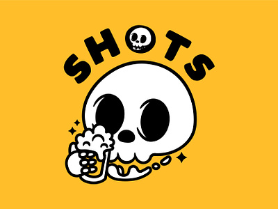 Shots Skull cartoon character cute dead death drink emot flat horror illustration ocpn retro scary skull yellow