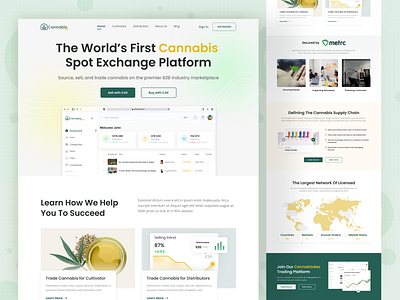 Cannabis Trade Website Design branding cannabis cultibutor design distributor figma graphic design green header landing page design spot trade ui user interface ux website