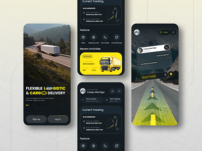 Smart Logistic Transportation Mobile App UI app for truckers ar cargo cargo service freight management logistic logistic app logistics company minimal mobile logistics parcel shipping tracking transport transportation truck truck app truck booking truck booking app uiux