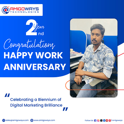 🎉 Congratulations on your 2nd year work anniversary 🎉 amigoways amigowaysappdevelopers digitalmarketing