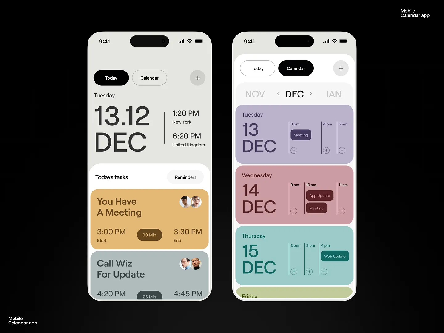 Modern Calendar View Design for Mobile Apps