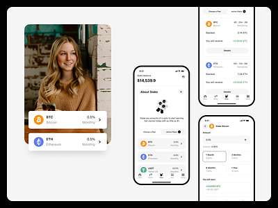 Taurus App - Stake | Mobile App, UI/UX Design. app bitcoin btc buy crypto defi eth exchange finance fintech mobile sell stacking stake trade ui ux web3