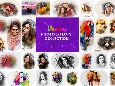 Various Photo Effects Collections branding design effect illustration ink art modern photo effect photoshop photoshop action psd ui