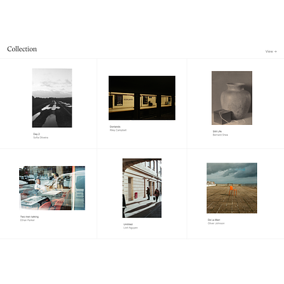 Collection concept clean design framer graphic design minimal minimalist photography template typography ui
