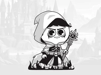 Shadow Monarch cartoon character character design chibi cute illustration mage magic vector