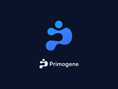 Primogene logo design abstract biotechnology identity letterform logo mark symbol