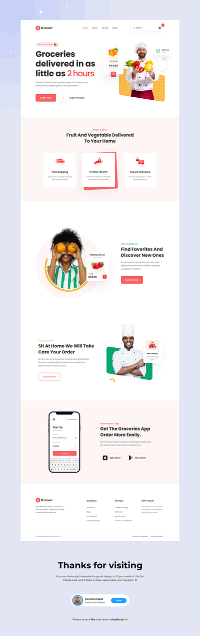 Grocery Food Delivery Website branding design dribbble figma graphic design interface landing page landing page ui design mockups product design ui ui design ui ux user experience user interface ux web app website design website ui design